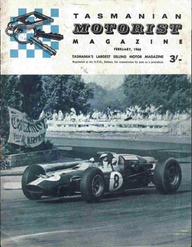 Tasmania Motorist Magazine Février 1966
Jim en couverture à Longford sur la Lotus 32
Contribution Group7/Autodiva